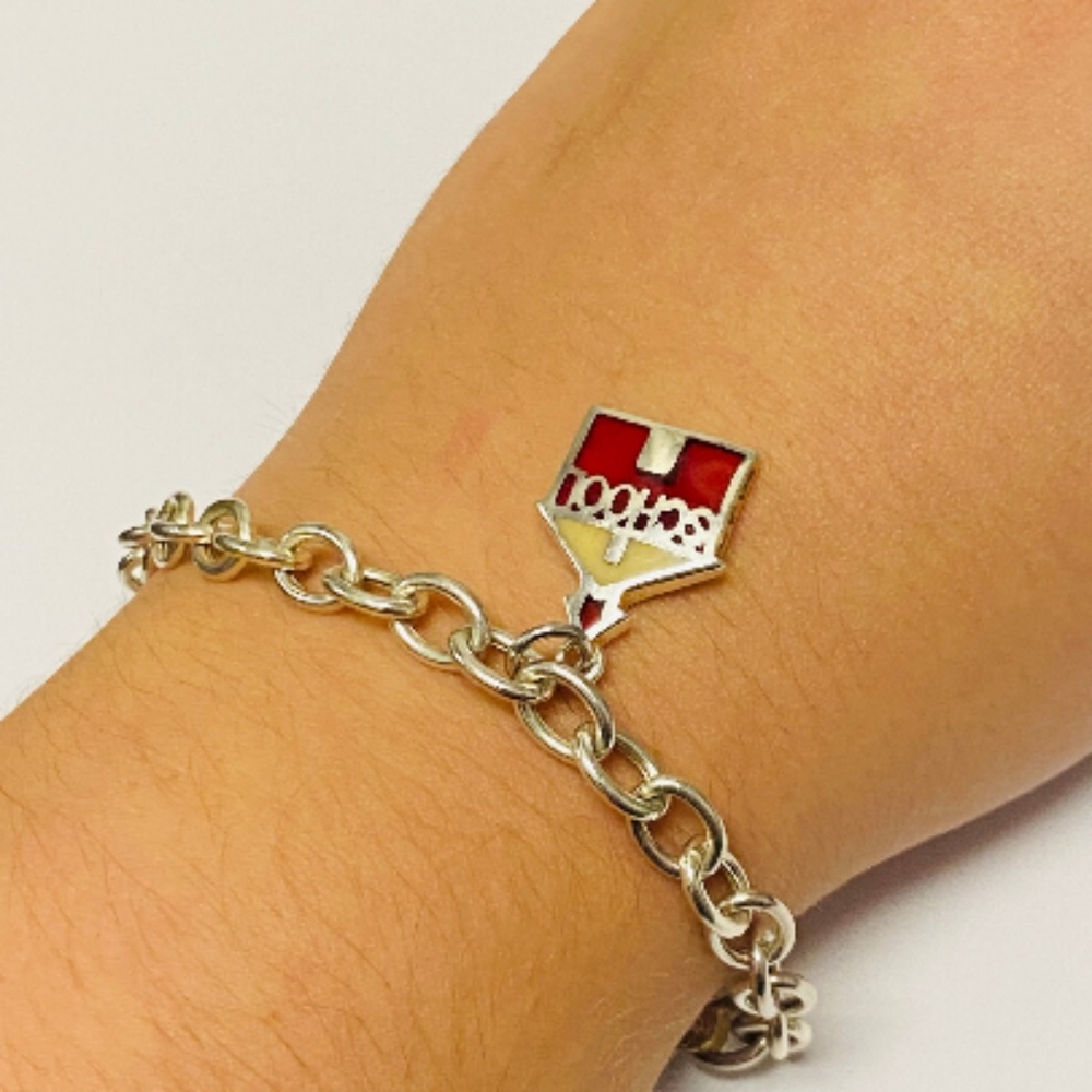 Solid Sterling Silver Bracelet With Dangling Scho… - image 1